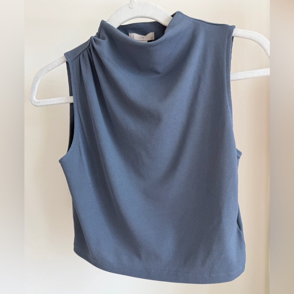 H&M Sleeveless Mock Neck Top - Dusty Blue